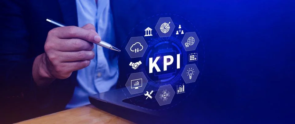 KPI, Key Performance Indicator concept, Management data System KPI connecte.. Foto stock