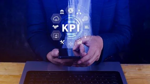 KPI, Key Performance Indicator concept, Management data System KPI connecte.. Stock Photos
