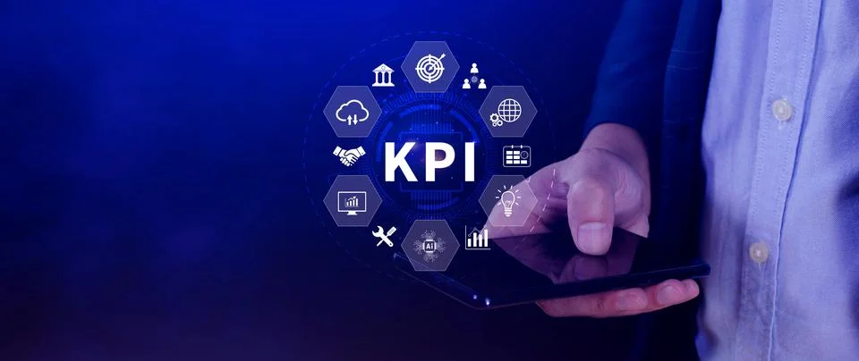 KPI, Key Performance Indicator concept, Management data System KPI connecte.. Stock Photos