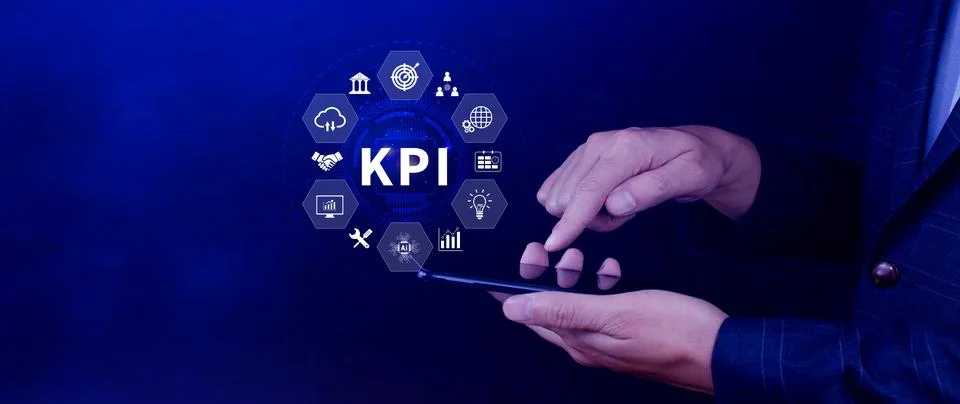 KPI, Key Performance Indicator concept, Management data System KPI connecte.. Stock Photos