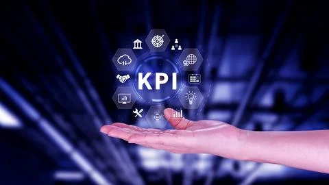 KPI, Key Performance Indicator concept, Management data System KPI connecte.. Stock Photos