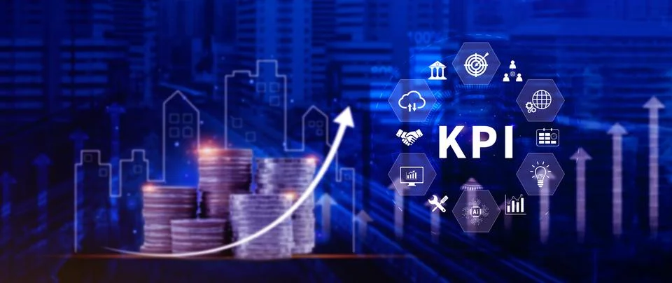 KPI, Key Performance Indicator concept, Management data System KPI connecte.. Stock Photos