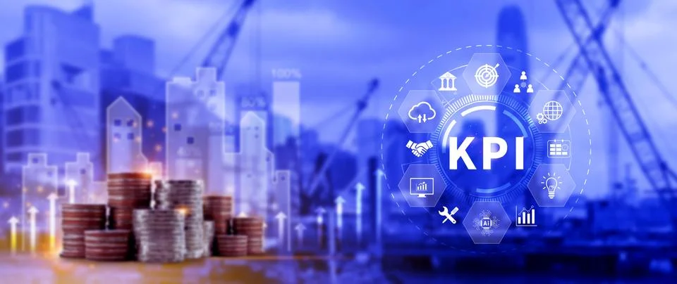 KPI, Key Performance Indicator concept, Management data System KPI connecte.. Stock Photos