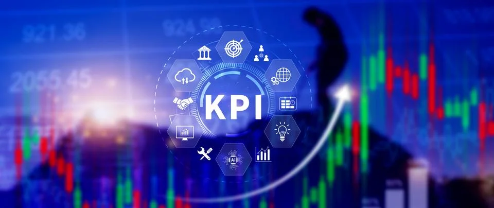 KPI, Key Performance Indicator concept, Management data System KPI connecte.. Foto stock