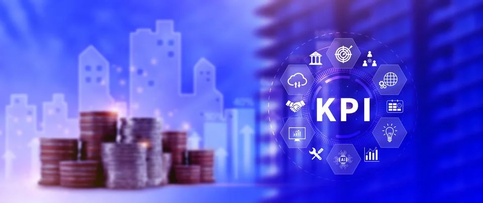 KPI, Key Performance Indicator concept, Management data System KPI connecte.. Foto stock