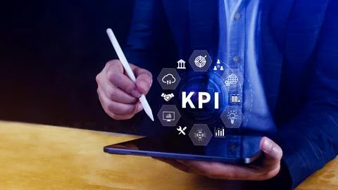 KPI, Key Performance Indicator concept, Management data System KPI connecte.. Stock Photos
