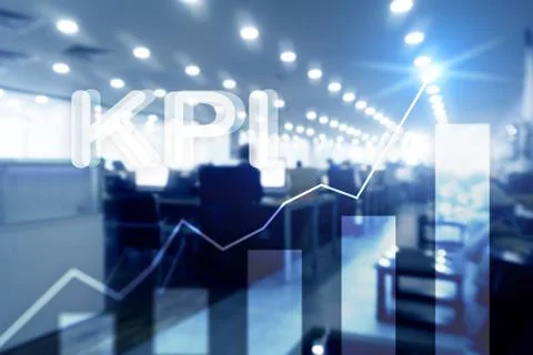 KPI - Key performance indicator graph on blurred background. Stock Illustration