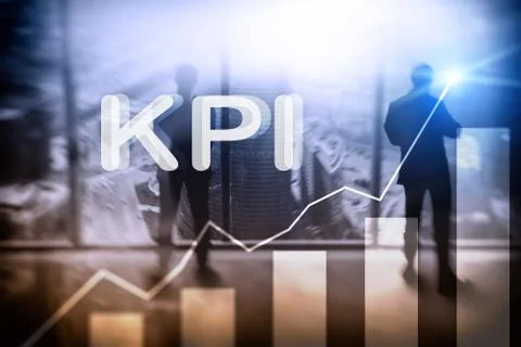 KPI - Key performance indicator graph on blurred background. Stock Illustration