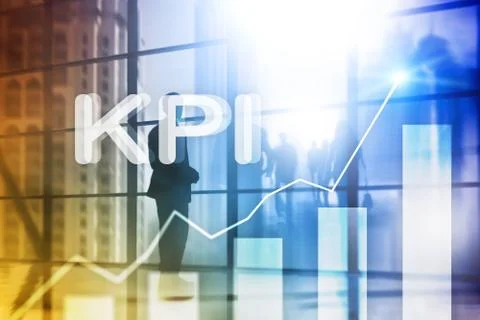 KPI - Key performance indicator graph on blurred background. Stock Illustration