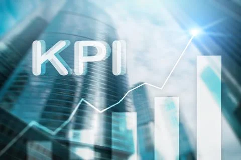 KPI - Key performance indicator graph on blurred background. Stock Illustration