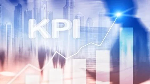 KPI - Key performance indicator graph on blurred background. Stock Illustration