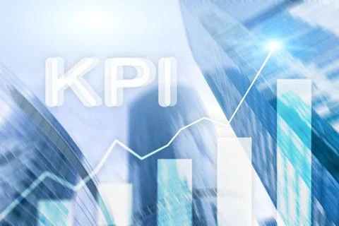 KPI - Key performance indicator graph on blurred background. Stock Illustration