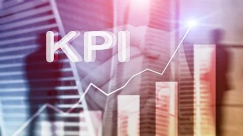 KPI - Key performance indicator graph on blurred background. Stock Photos