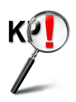 KPI key performance indicator with magnifying glass on white background Stock Illustration
