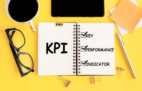 KPI, Key Performance Indicator. text on an open notepad on a working table Stock Photos