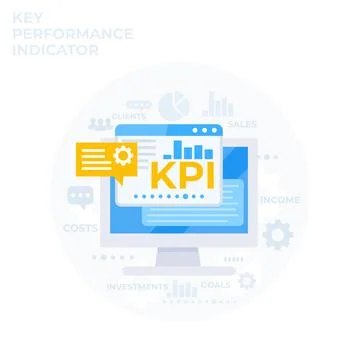 KPI, Key Performance Indicator vector illustration, management, business anal Illustrazione stock