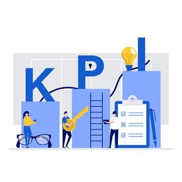 KPI, key performance indicator vector illustration concept with characters. M Stock Illustration