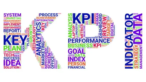 KPI Key Performance Indicator word cloud colorful text 4K seamless loop Stock Footage 161168240