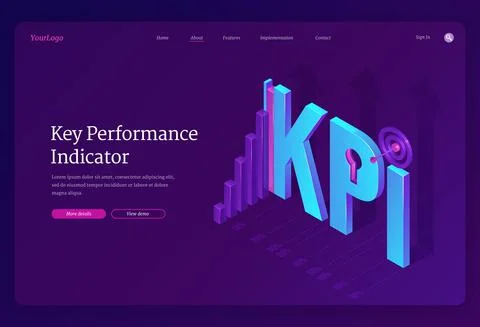 KPI, key performance indicators banner Illustrazione stock