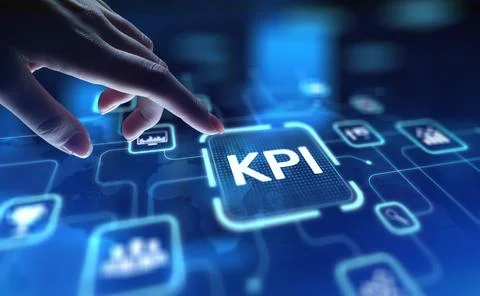 KPI Key Performance Indicators for Measuring Success, projection on a virtu.. Stock-Fotos