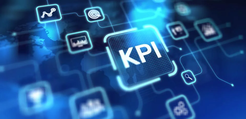 KPI Key Performance Indicators for Measuring Success, projection on a virtual Stock Photos