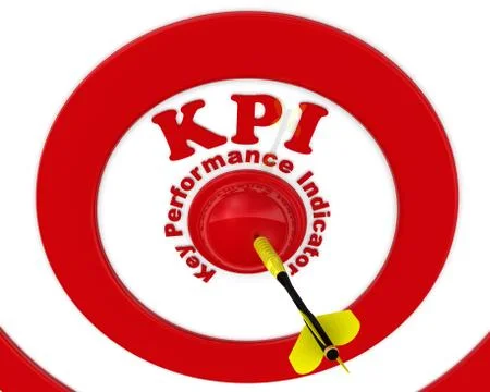 KPI (Key Performance Indicators). Red target with inscription Stock Illustration