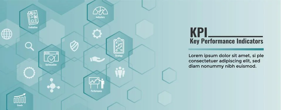 KPI - Key Performance Indicators Web Header Banner &amp; Icon set Illustrazione stock