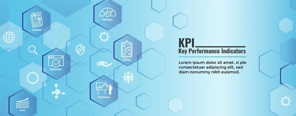 KPI - Key Performance Indicators Web Header Banner &amp; Icon set イラスト素材