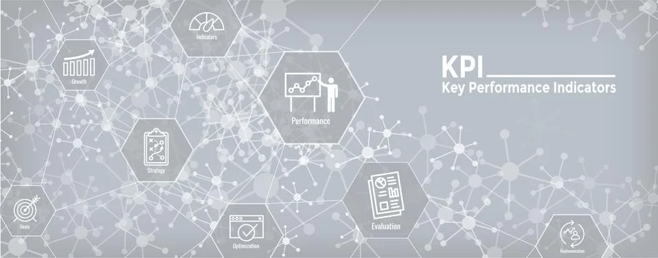 KPI - Key Performance Indicators Web Header Banner &amp; Icon set Stock Illustration