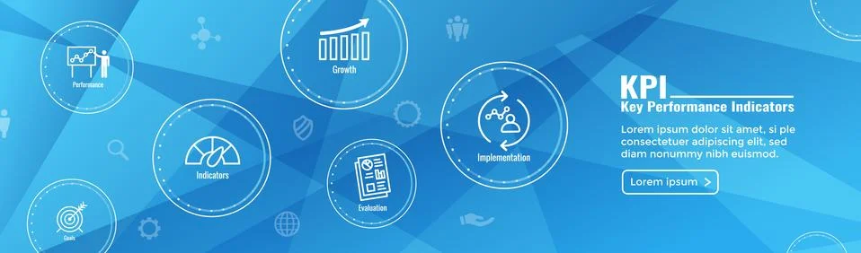KPI - Key Performance Indicators Web Header Banner &amp; Icon set 스톡 일러스트