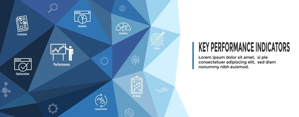KPI with Key Performance Indicators Web Header Banner and Icon set 스톡 일러스트