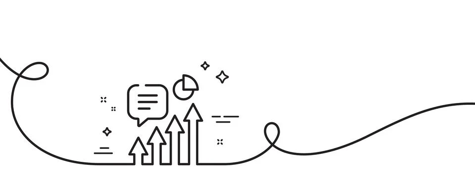 Kpi line icon. Performance indicator sign. Continuous line with curl. Vector Illustrazione stock