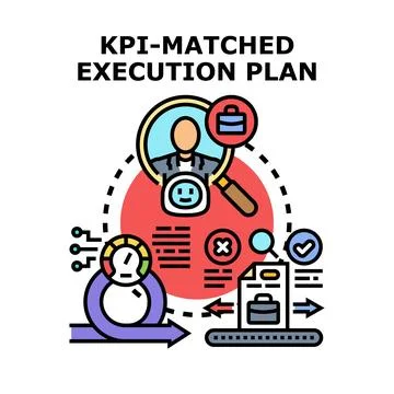 Kpi matched execution plan strategy development Stock Illustration