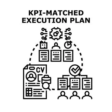 Kpi matched execution plan strategy for business Stock Illustration