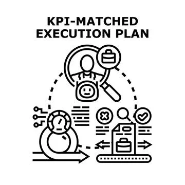Kpi matched execution plan strategy development Stock Illustration