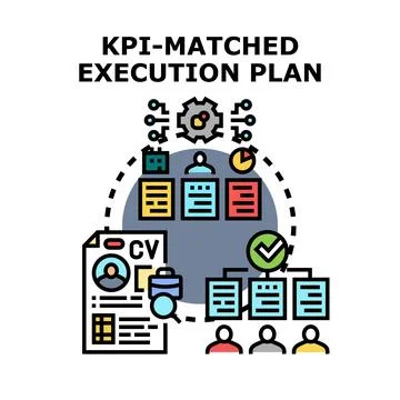Kpi matched execution plan strategy for business Stock Illustration