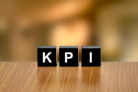 KPI or key performance indicator on black block Foto stock