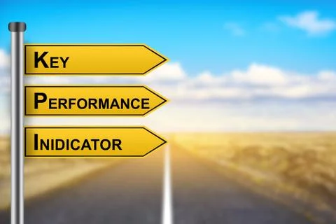 KPI or Key Performance Indicator words on yellow road sign Stock Photos