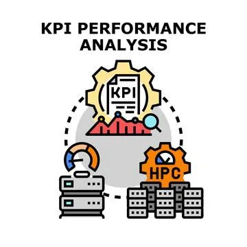 Kpi performance analysis and data processing concept Stock Illustration