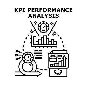 Kpi performance analysis measuring business metrics system Stock Illustration