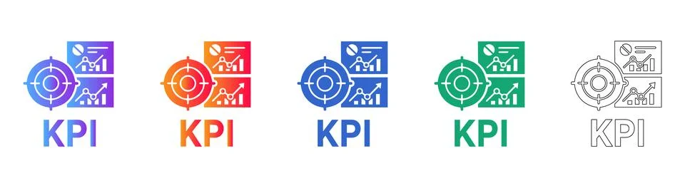 KPI Performance Dashboard Icon Set Stock Illustration