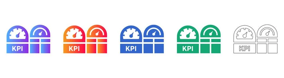 KPI Performance Gauge Icons for Analytics Stock Illustration