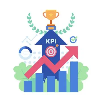 KPI Performance Growth Concept with Trophy and Upward Arrow Stockillustratie