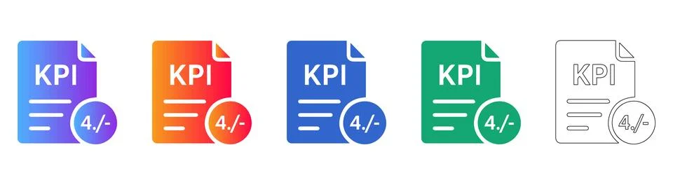 KPI Performance Report Document Icon Set イラスト素材