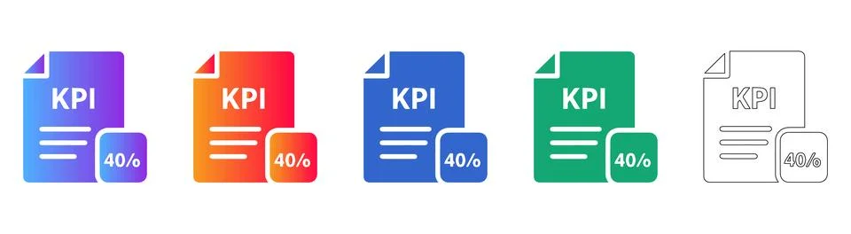 KPI Performance Report Document Icons Stock Illustration