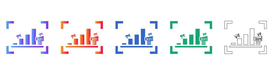 KPI Performance Tracking Chart Icons Stockillustratie