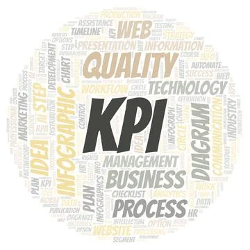 KPI typography word cloud create with the text only. Illustrazione stock