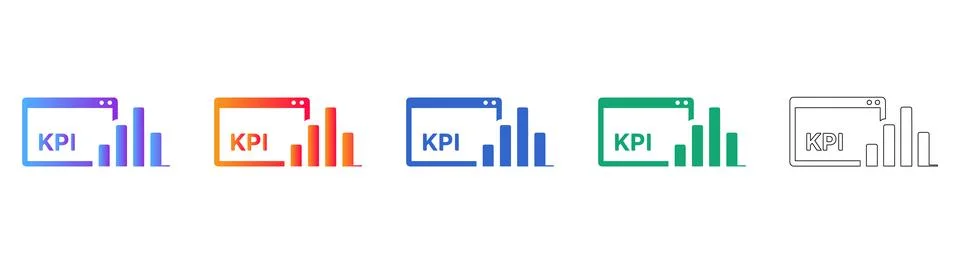 KPI Web Interface Bar Chart Icon Set Stock Illustration