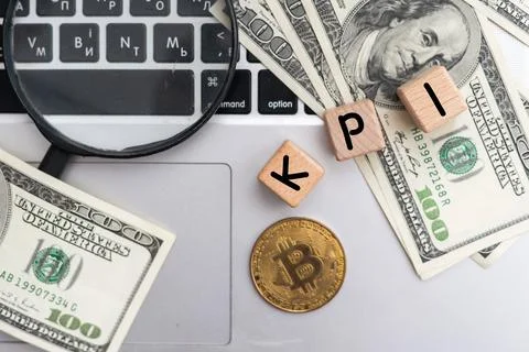 KPI word on cubes. Key performance indicator. Stock Photos