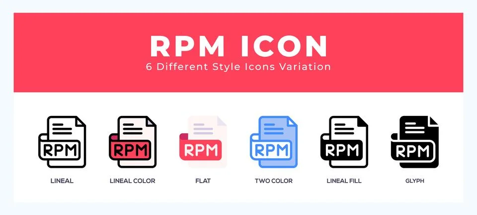 Kpm file set of icons. Vector illustration with different styles. Illustrazione stock